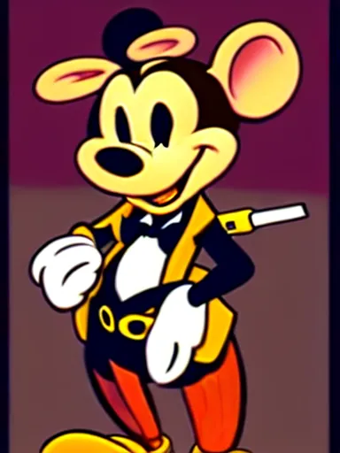 Image similar to an anthropomorphic mouse holding a shotgun, art by walt disney