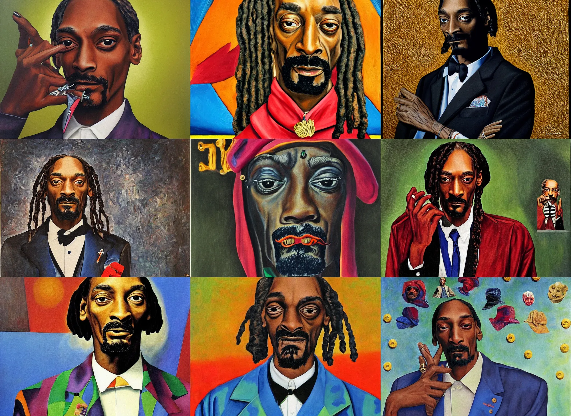 Image similar to a full portrait of snoop dogg, painting by max ernst