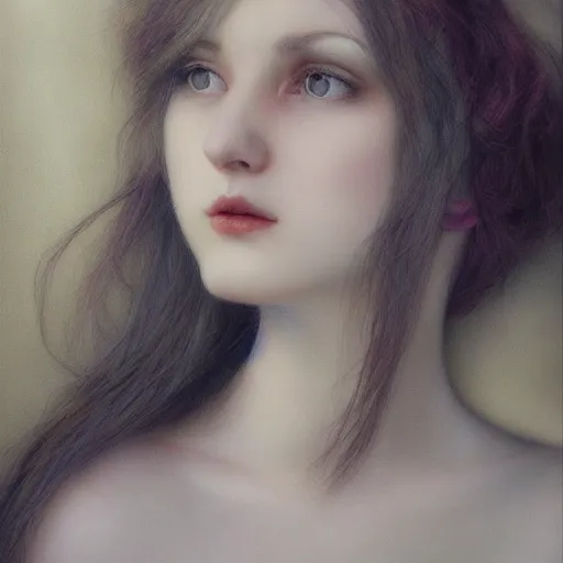 Prompt: Award winning photograph titled beautiful 21 year old year old woman by Alan Lee fantasy, realism, romanticism trending on artstation