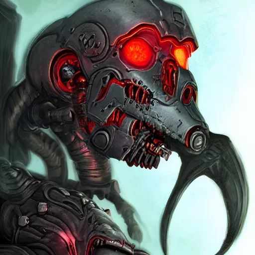 Image similar to undead cyborg head, doom eternal, rat