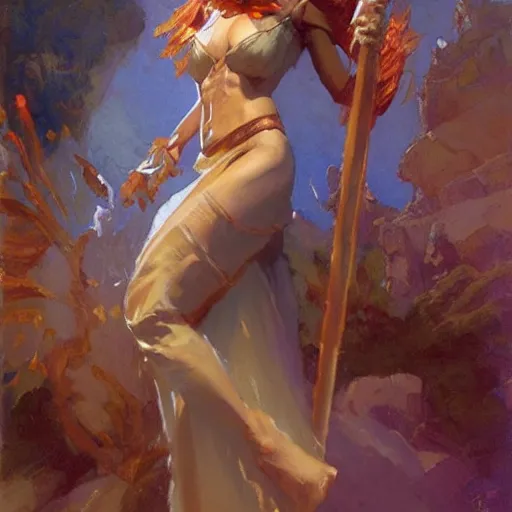 Image similar to female mage, sunny, painting by gaston bussiere, craig mullins, j. c. leyendecker