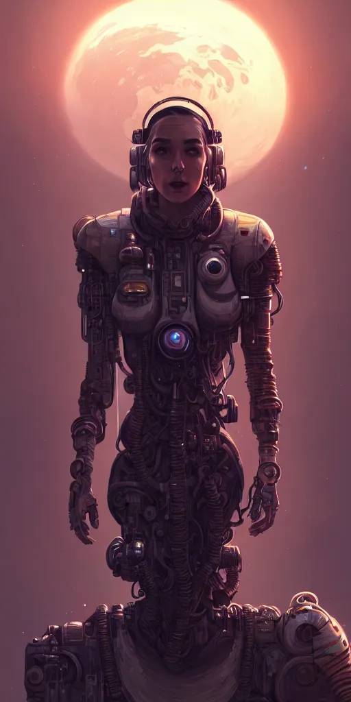 Image similar to ultra realistic style illustration, beautiful alluring nasa cyborg in an apocalyptic wasteland, gorgeous face, cyberpunk, sci - fi, fantasy, intricate, elegant, highly detailed, digital painting, artstation, concept art, smooth, sharp focus, illustration, art by mansik yang and rashed alakroka and simon stalenhag and wlop