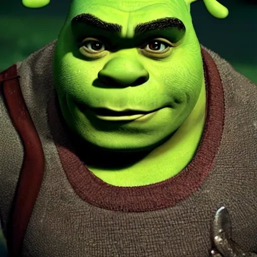 Sexy Shrek inviting you to his swamp, extremely highly | Stable Diffusion