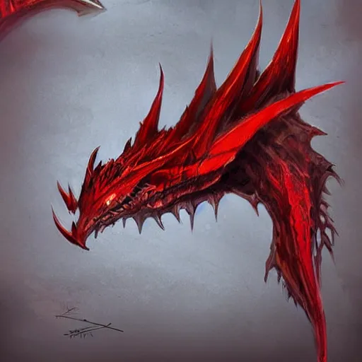 Prompt: concept art of red dragon glave weapon, glave design, fantasy glave, glave, fantasy, behance, pinterest, deviantart, artstation, weapons concept art, design, rpg, weapon, detailed, digital art, incredible, digital painting