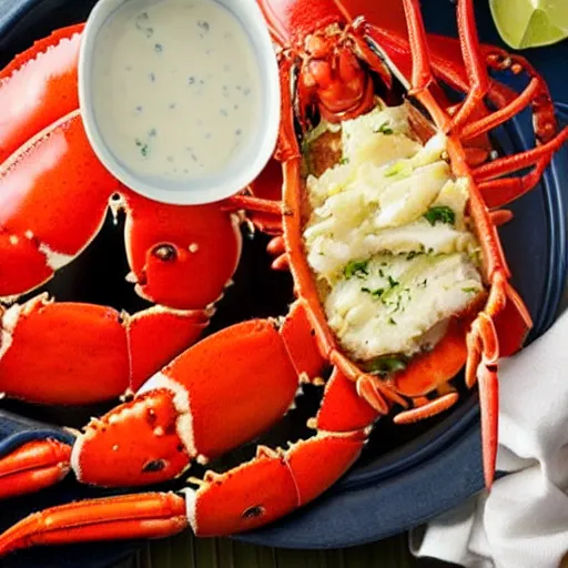 Prompt: garlic butter lobster crab legs