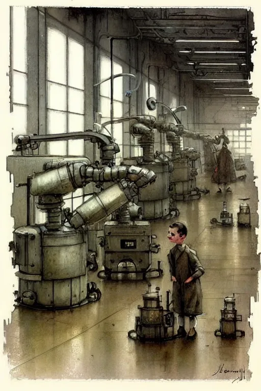 Prompt: ( ( ( ( ( 1 9 5 0 s robot factory interior. muted colors. ) ) ) ) ) by jean - baptiste monge!!!!!!!!!!!!!!!!!!!!!!!!!!!!!!