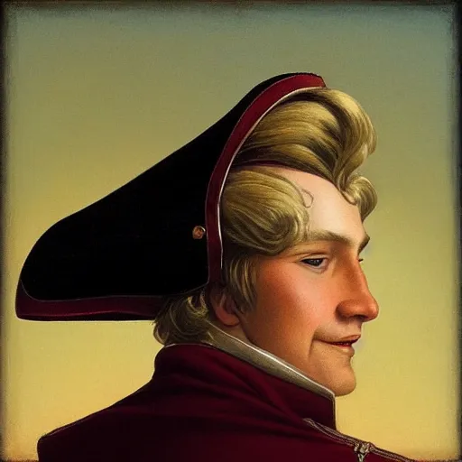 Image similar to a happy smiling loving blond beautiful pirate captain gazing into the horizon in the style of mary jane ansell.