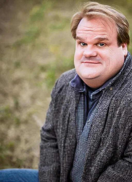 Prompt: DSLR photo portrait still of 58 year old age 58 Chris Farley at age 58!!!, 85mm f1.8