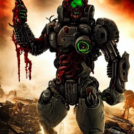 Prompt: zombie cyborg, doom eternal, photography