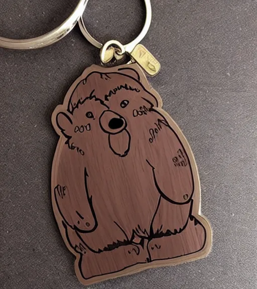 Image similar to keychain of a bear and a salmon