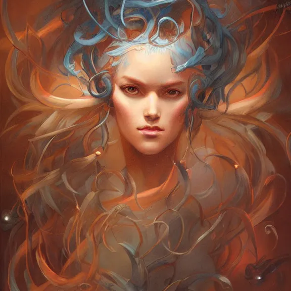 Image similar to a highly detailed beautiful portrait in the style of peter mohrbacher and in the style of jean delville.