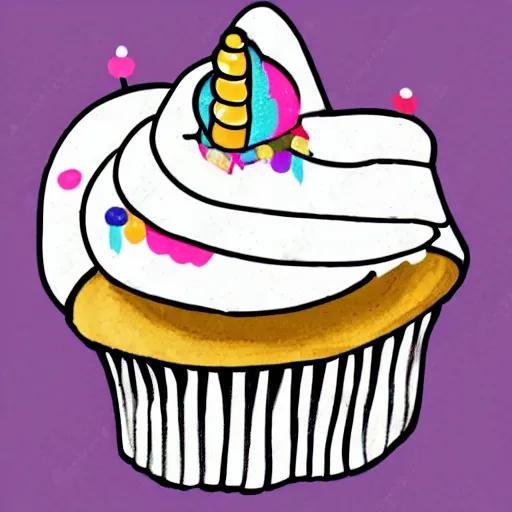 Prompt: a detailed illustration of a cupcake made of unicorns