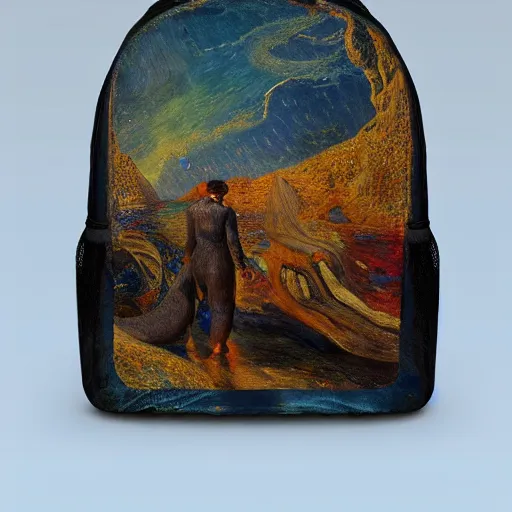 Prompt: bipedal refracting galactic ocean fractal monitor lizard backpack prune tequila , by Pierre-Auguste Renoir and De Es Schwertzberger and Tom Thomson , photography , dutch golden age , Zbrush Central