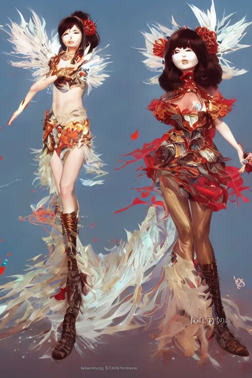 Image similar to Bjork in organge summer dress in a blade and soul spinoff artbook rendered by the artist Taran Fiddler, Joe Madureira, Nadezhda Tikhomirova, Jiyun Chae, Lê Long, trending on Artstation by Hyung Tae Kim, artbook, Stanley Artgerm Lau, WLOP, Rossdraws , James Gurney