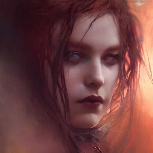 Image similar to dark goth queen, dark fantasy, hyperrealistic portrait, art of elysium by jeremy mann and alphonse mucha, fantasy art, photo realistic, dynamic lighting, artstation, ginger hair, volumetric lighting, very detailed face, 4 k, award winning