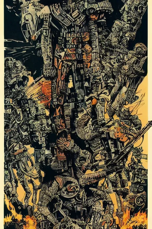 Image similar to Cats at war, poster by Philippe Druillet