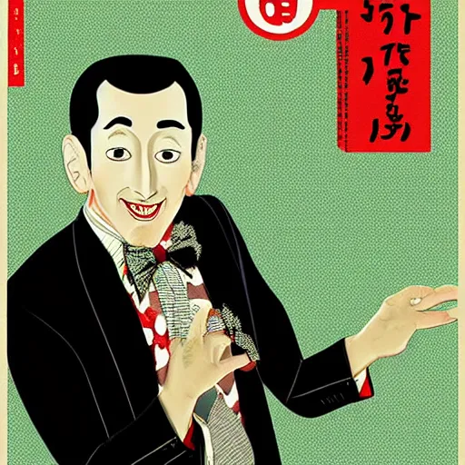 Prompt: pee - wee herman, digital art, utamaro kitagawa style