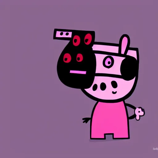 Prompt: peppa the pig as full modified cyborg.