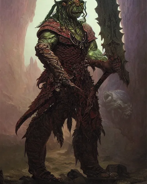 Prompt: a dnd orc warrior by thomas cole and wayne barlowe