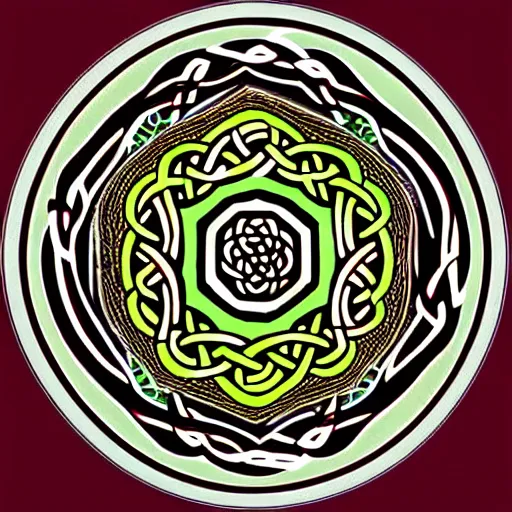 Image similar to ornate psychedelic twisting three dimensional celtic pattern vortex inside a hexagonal shape, intricate detail, complex