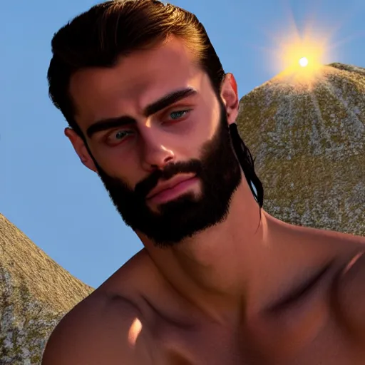 Image similar to Gigachad hanging out with Jesus, photorealistic, 4K