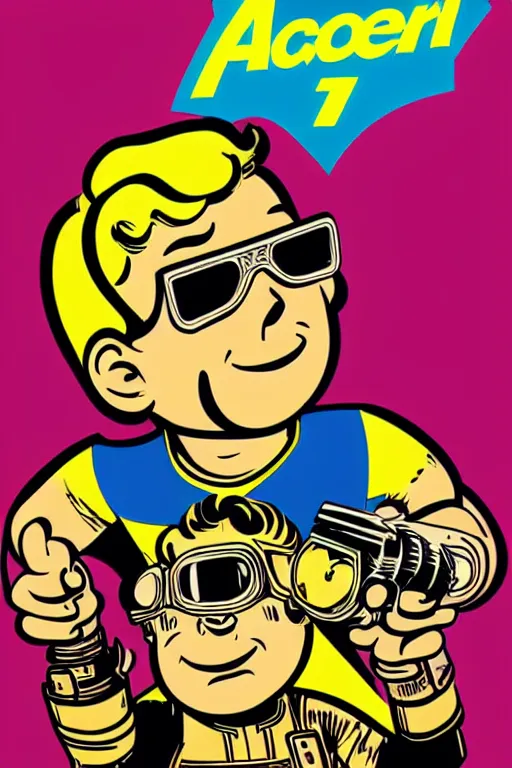 Image similar to fallout 7 6 retro futurist illustration art by butcher billy, sticker, colorful, illustration, highly detailed, simple, smooth and clean vector curves, no jagged lines, vector art, smooth andy warhol style