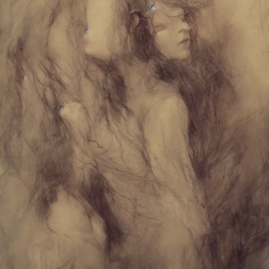 Prompt: a painting of women in the style of alan lee
