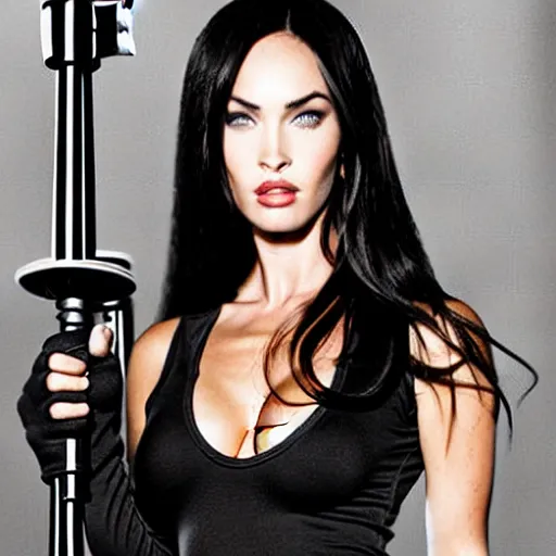 Prompt: megan fox with lightsabre