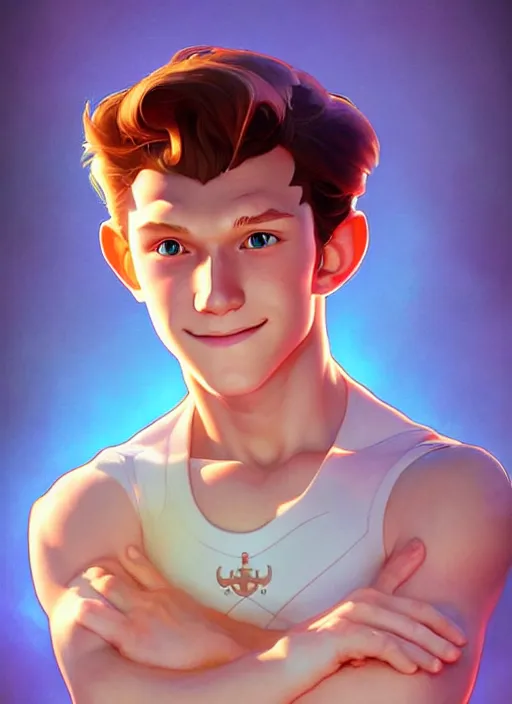 Prompt: cute sailor tom holland, natural lighting, path traced, highly detailed, high quality, digital painting, by don bluth and ross tran and studio ghibli and alphonse mucha, artgerm