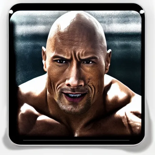 Prompt: rock with the face of dwayne johnson, shot on iphone