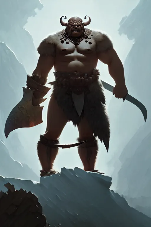 Image similar to orc barbarian wearing leather armor, full body shot, exquisite details, earth magic, mid view, design on a white background, by studio muti, greg rutkowski, makoto shinkai, takashi takeuchi, studio ghibli