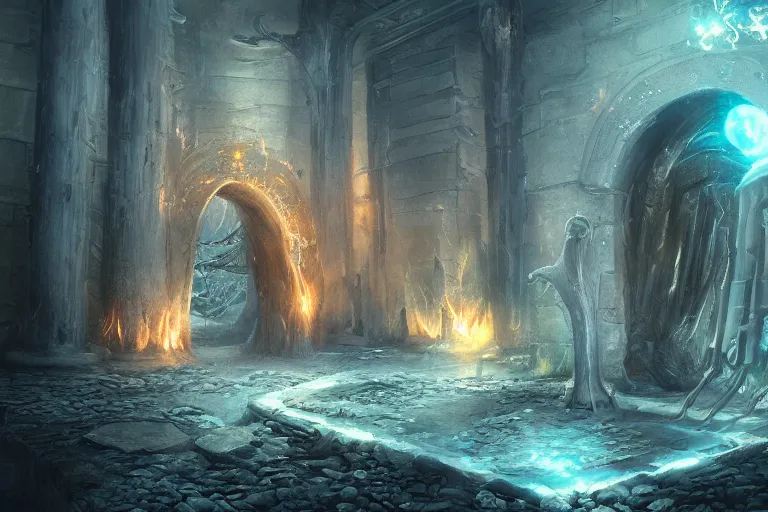 Prompt: A Portal to the Lost Flame Realm, fantasy, digital art, professional illustration, realistic, ultra detailed, atmospheric, cinematic lighting