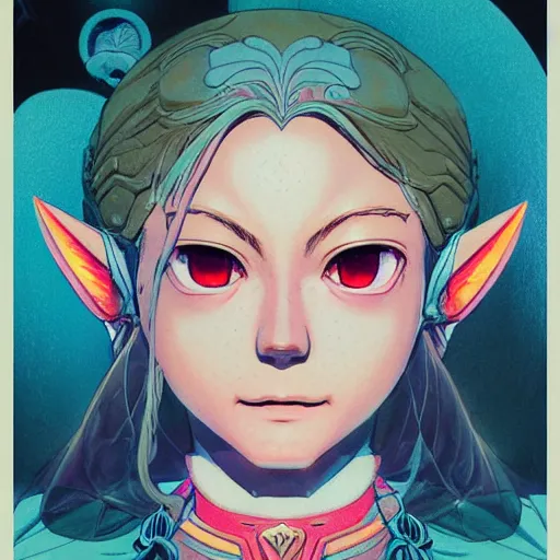 Prompt: prompt : zelda soft light painted by james jean and katsuhiro otomo and erik jones, inspired by akira anime, smooth face feature, intricate oil painting, high detail illustration, sharp high detail, manga and anime 1 9 9 9