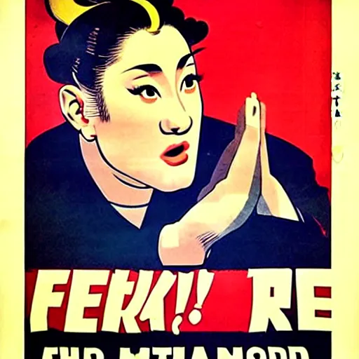 Prompt: how will we capture famous actor Ariana Grande? he is is causing trouble in this region. How do we stop him? NO Ariana GrandeS ALLOWED. Ariana Grande is the subject of this ukiyo-e hellfire eternal damnation catholic strict propaganda poster rules religious. WE RULE WITH AN IRON FIST. mussolini. Dictatorship. Fear. 1940s propaganda poster. 1950s propaganda poster. 1960s propaganda poster. WAR WAR WAR, ANTI Ariana Grande. 🚫 🚫 Ariana Grande. POPE. art by joe mugnaini. art by dmitry moor. Art by Alfred Leete.