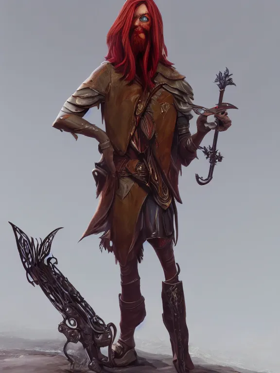 Image similar to Red Headed Slender Male Bard looking Shifty, RPG Character Reference, Oil Painting, Trending on Artstation, octane render, Insanely Detailed, 8k, HD