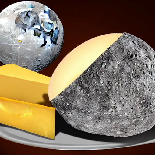 Prompt: a moon made by cheese