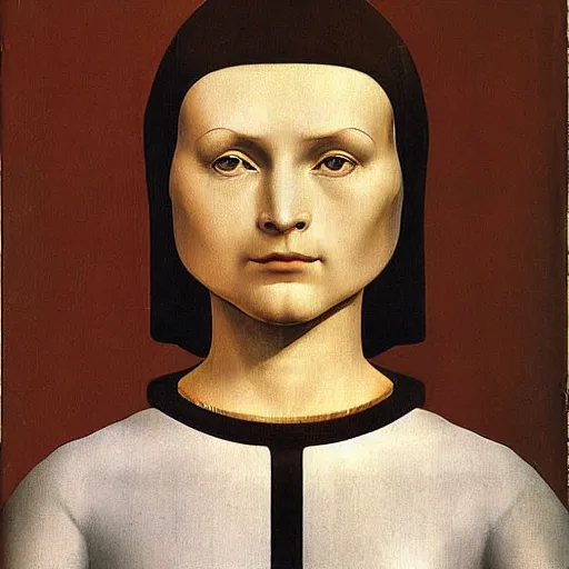 Image similar to a portrait of a female android by antonello da messina