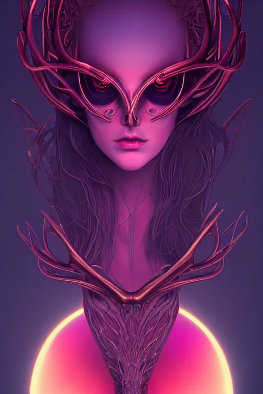 Prompt: 👁🌹👾, phantom, dreary, dramatic, fluid, golden ratio, artstation, moebius + loish, hd, antlers