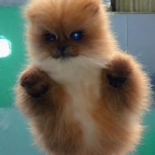 Image similar to Fluffy happy creature wants a hug.