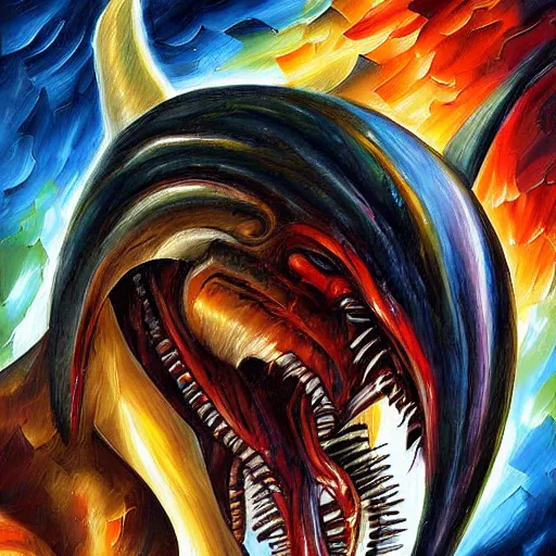 Prompt: digital painting of a Xenomorph, by Leonid Afremov