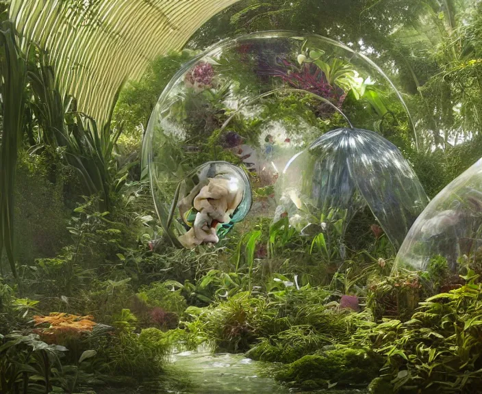 Image similar to transparent clear see - through image of isopods, lush botany, orchids, ferns, garden environment, ultra realistic, concept art, art nouveau, photorealistic, octane render, 8 k, unreal engine. art by gustave dore and nori inoguchi and sam kaplan and zachary goulko and christopher marley and artgerm and alphonse mucha