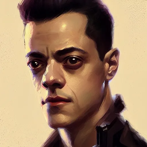 Prompt: “ portrait of rami malek by greg rutkowski, young, attractive, highly detailed portrait, scifi, digital painting, artstation, concept art, smooth, sharp foccus ilustration, artstation hq ”