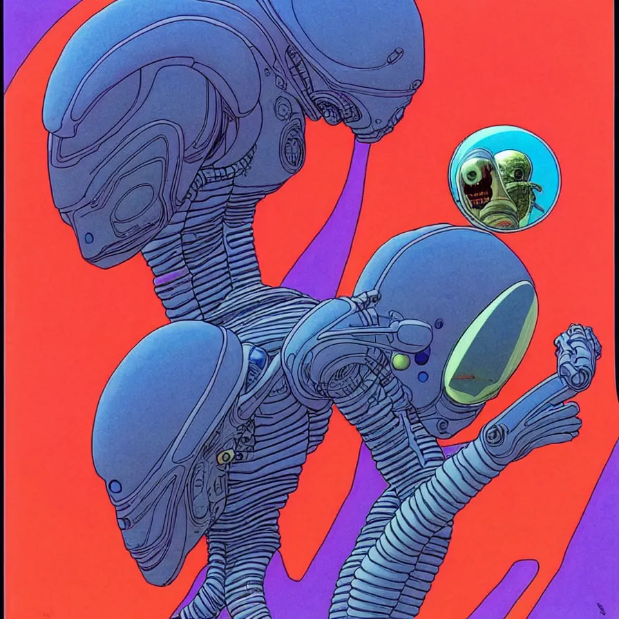 Prompt: ( ( ( ( ( alien king and astronaut talking face to face, side angle ) ) ) ) ) by mœbius!!!!!!!!!!!!!!!!!!!!!!!!!!!, overdetailed art, colorful, record jacket design