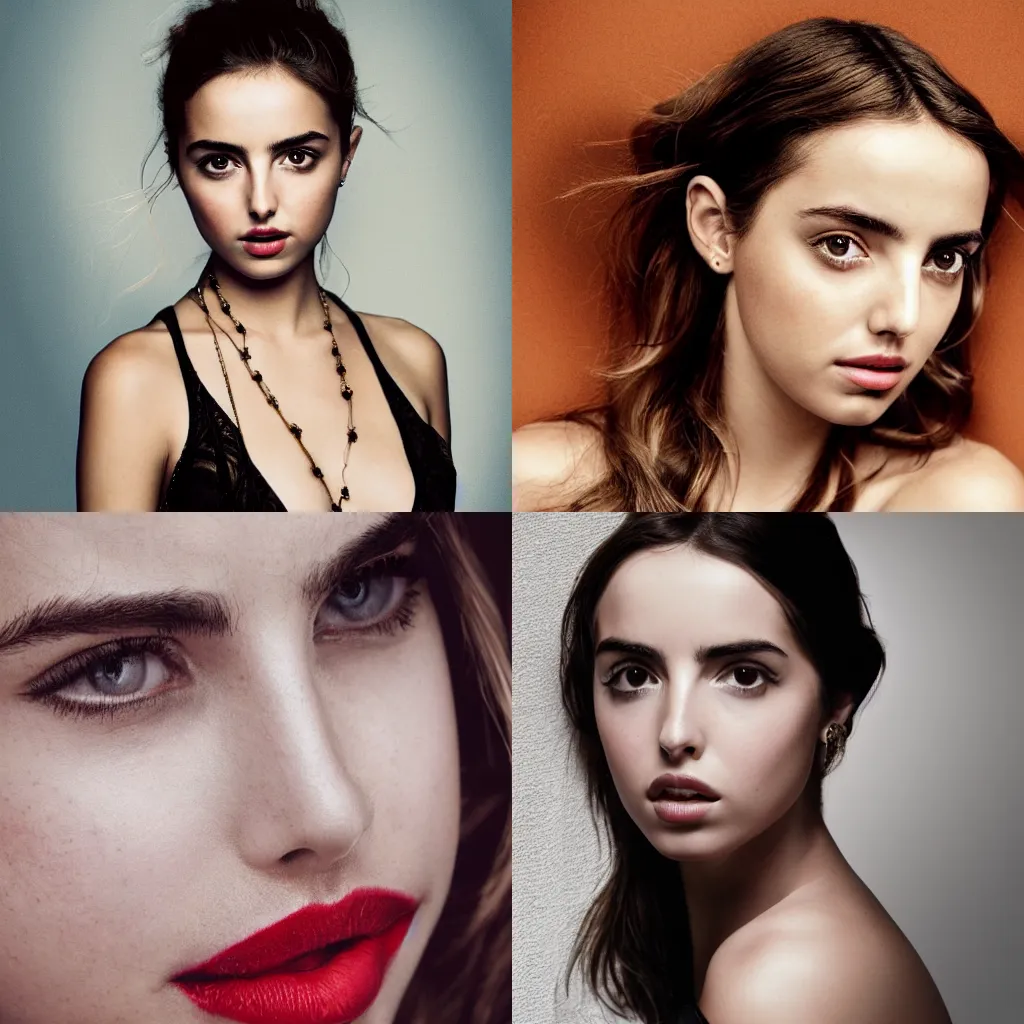Prompt: portrait of Ana de Armas in the style of Mario Testino, award-winning, detailed, 82 mm sigma art, close up