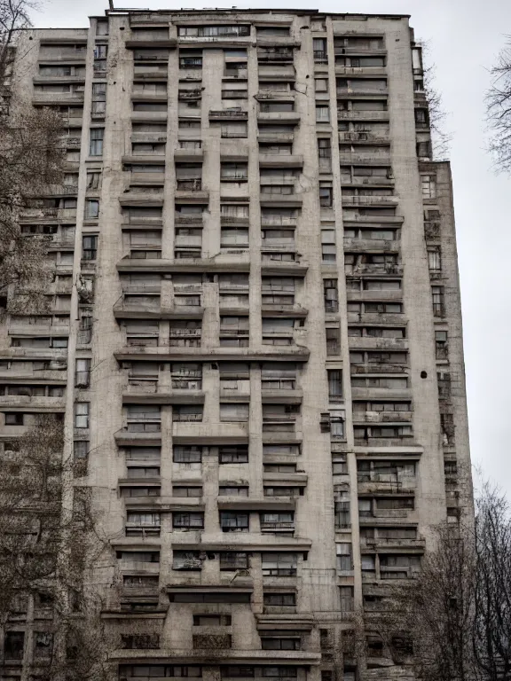 Prompt: soviet apartment building, photo, full shot