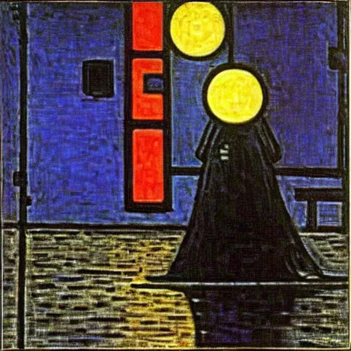 Prompt: Night of the life by piet mondrian