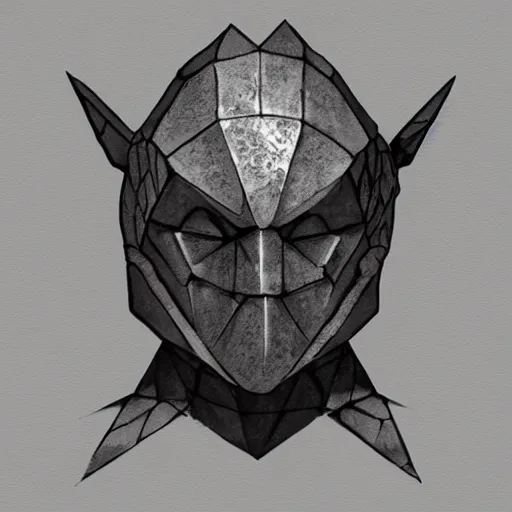 Image similar to Golem with a 12 side polyhedron head. Dark Fantasy, concept art, Bloodborne style