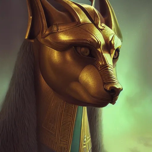 Image similar to portrait of anubis, intricate artwork, concept art, octane render, deviantart, cinematic, key art, hyperrealism, iridescent accents, portrait photograph, nikon 3 5 mm, photograph by greg rutkowski