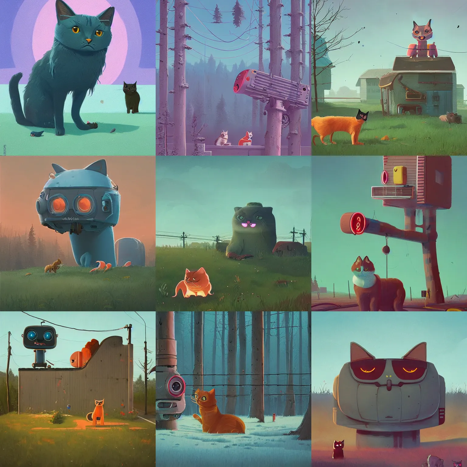 Prompt: cute by simon stalenhag cat