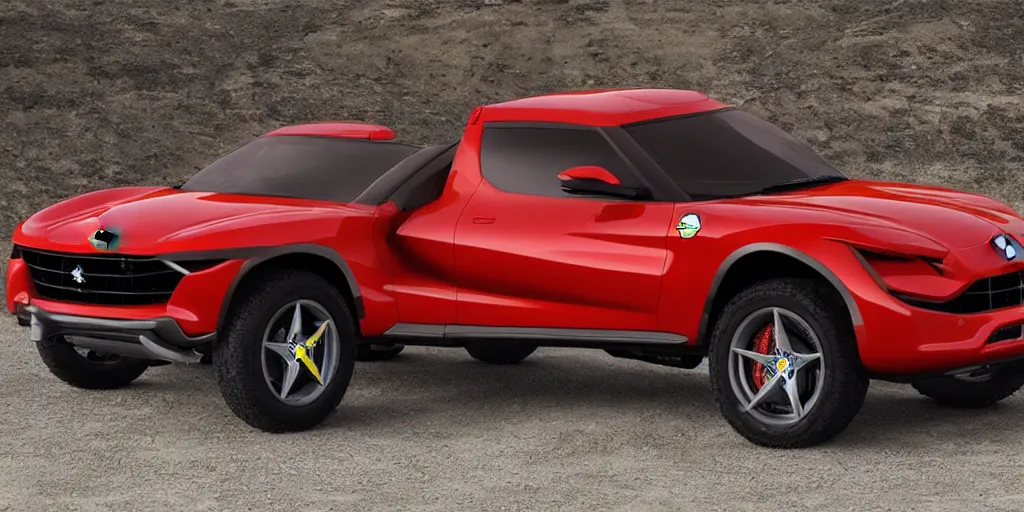 Prompt: “2021 Ferrari Pickup Truck, ultra realistic, 4K”